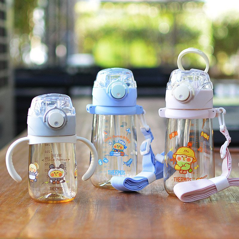 膳魔师儿童吸管杯夏宝宝学饮杯PPSU防摔奶瓶牛奶杯带刻度杯子BBSI