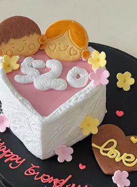 头像娃娃脸男孩女孩数字曲奇饼干爱心圆形蛋糕装饰生日甜品周岁