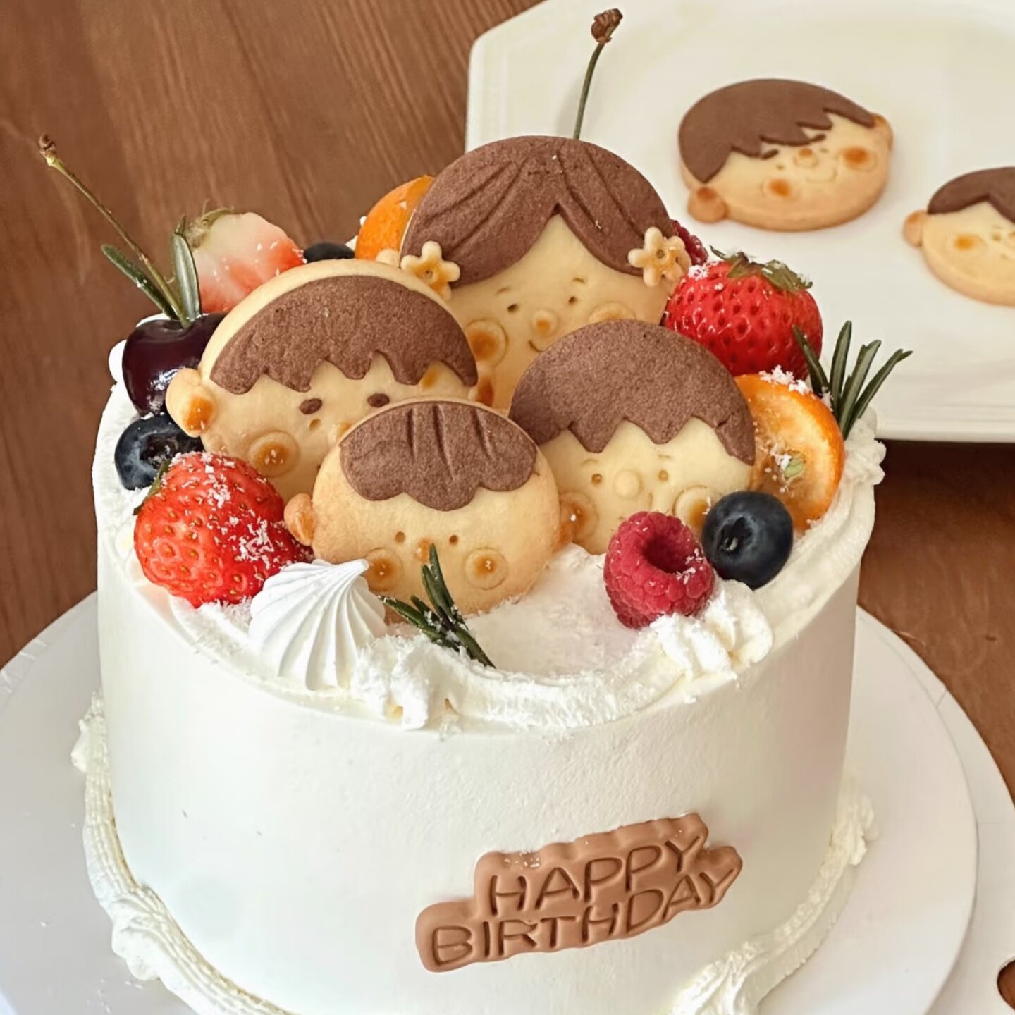 娃娃脸头像男孩女孩一家三口四口曲奇饼干爱心蛋糕装饰儿童生日