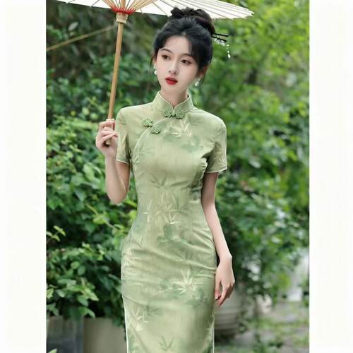 夏季绿色送考旗袍女高考一路绿灯