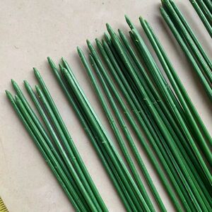 手工DiY小叉树枝塑料包胶绿色花杆手工织花手工编织排签配件
