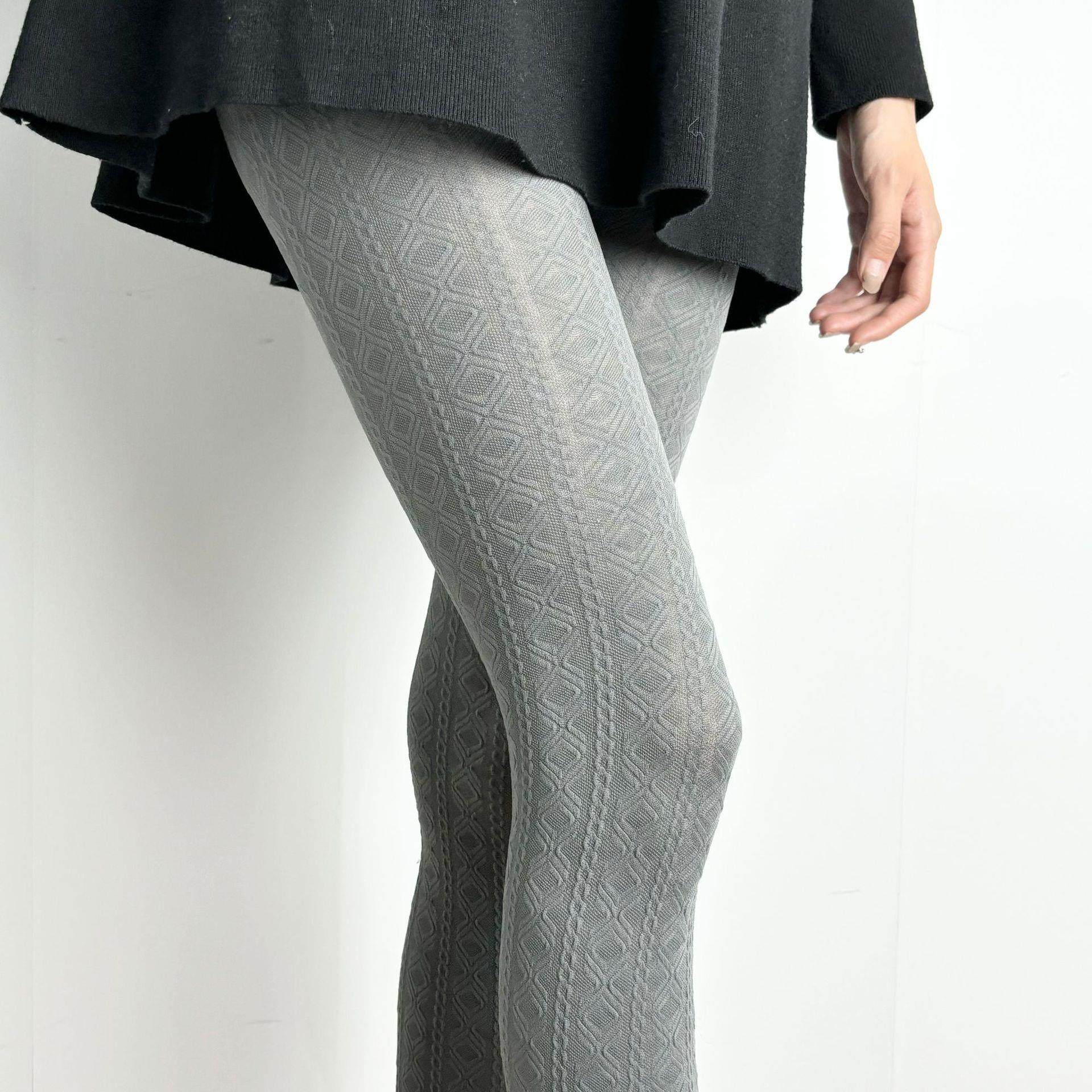 春秋复古灰色天鹅绒打底裤保暖显瘦麻花纹连裤袜光腿神器打底袜女