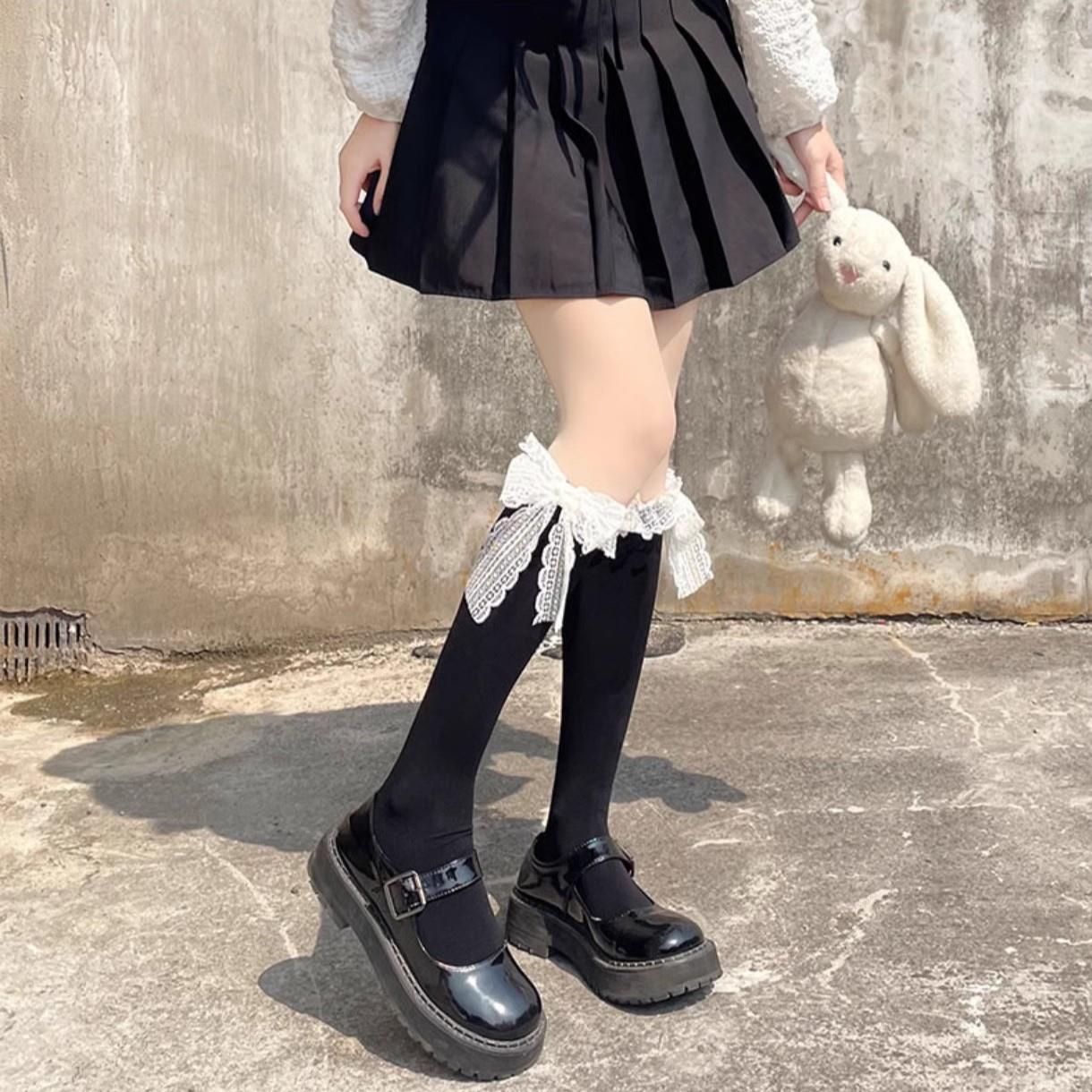 春夏蕾丝花边loita中筒袜