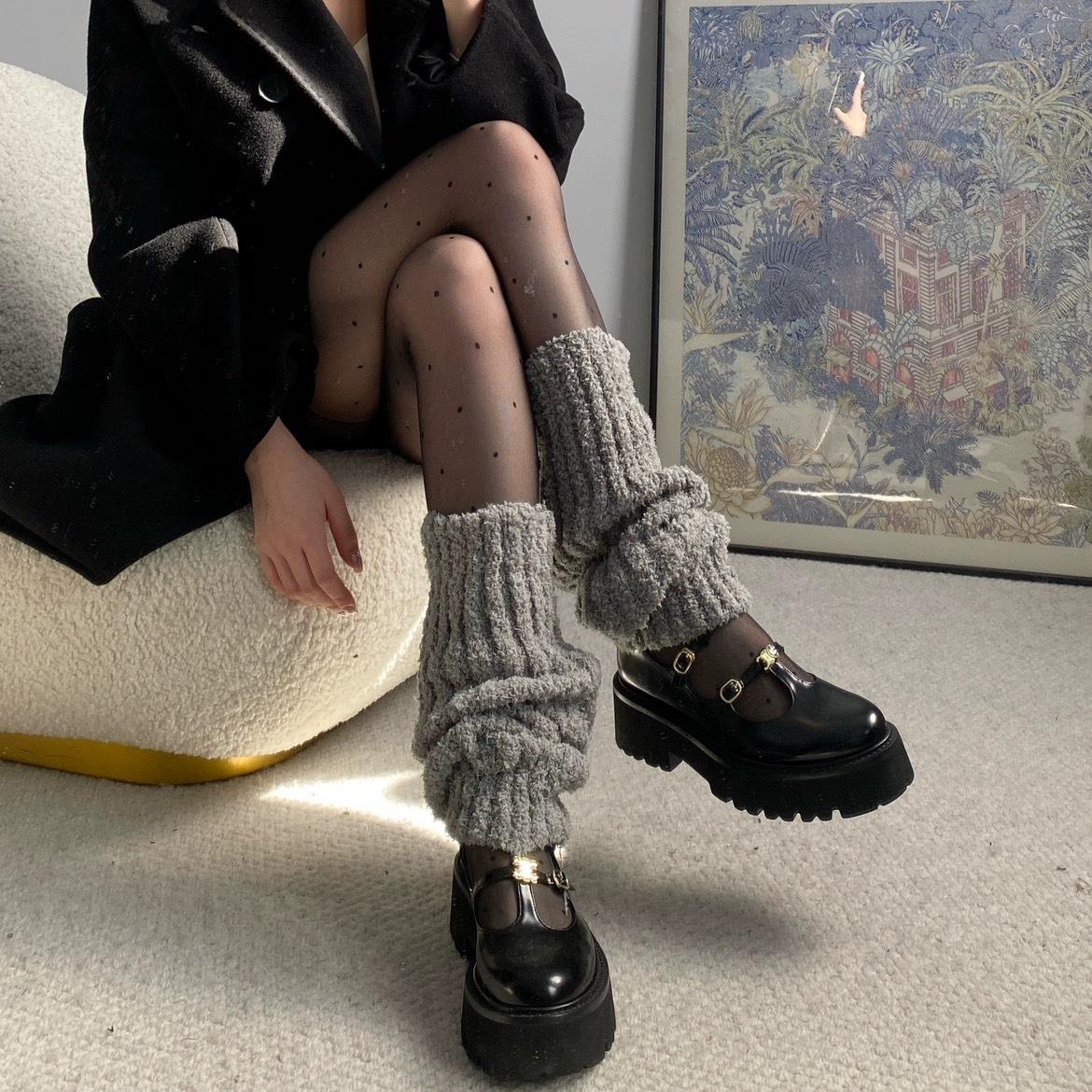 秋冬季保暖颗粒绒腿套日系