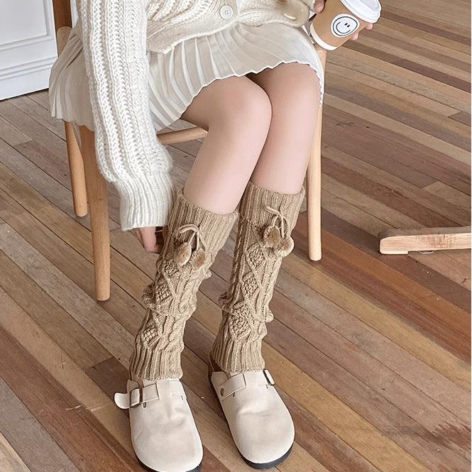 袜套女秋冬麻花堆jk日系毛