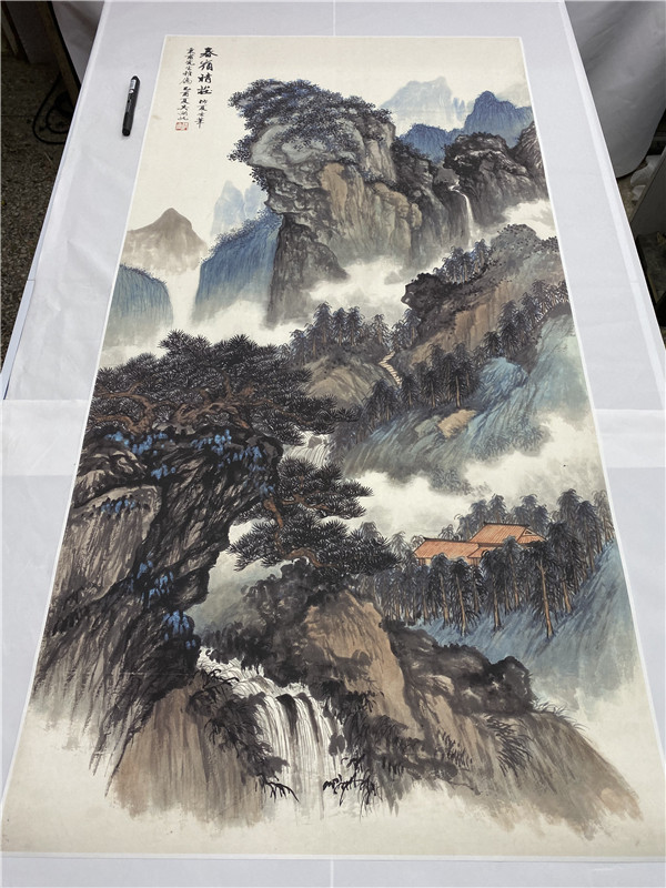 吴湖帆 春领晴庄133x66cm   古典山水水墨画国画可装裱卷轴立轴