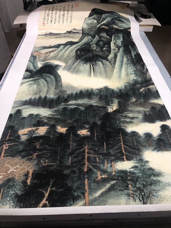条幅张大千峨眉接引殿挂轴国画
