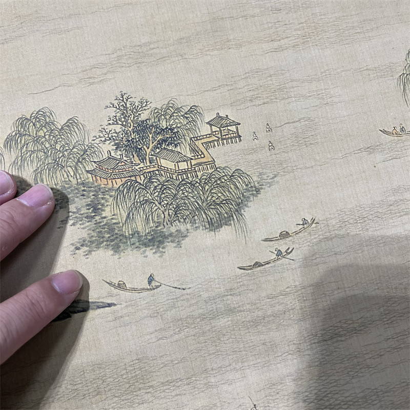 清代 关槐 西湖图 青绿山水国画斗方画客厅玄关中式挂画微喷画芯