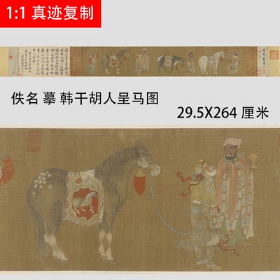 清 佚名 摹 韩干胡人呈马图 古代名家画马技法复制微喷学习临摹