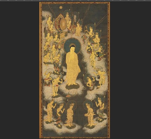 日本镰仓时代阿弥陀佛卷轴接引图