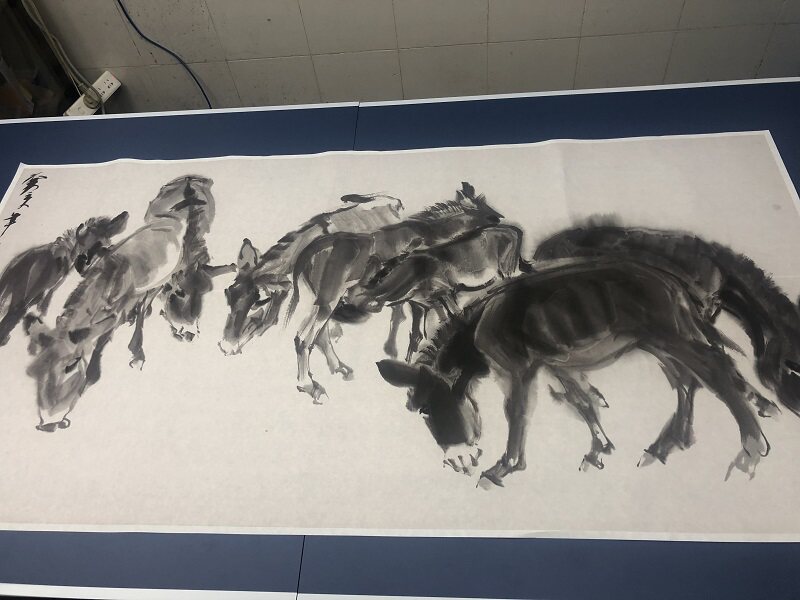 黄胄八骏图驴国画办公室装饰画
