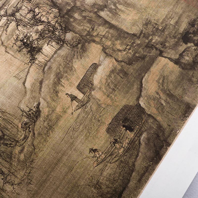 宋代山水画王诜渔村小雪图真迹复制原大高清仿古名画临摹装饰画芯