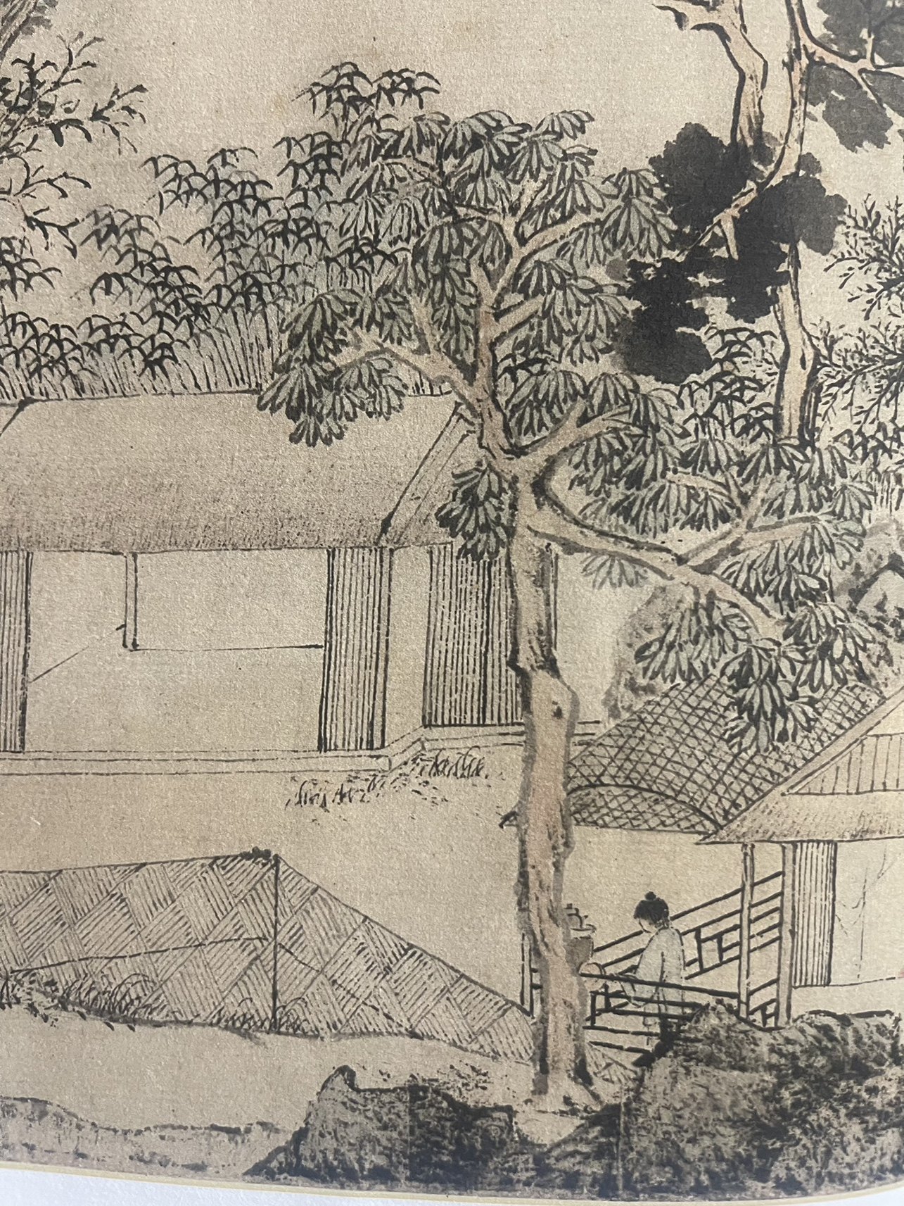 名画复制品文徵明文征明林榭煎茶图山水画国画艺术微喷临摹装饰画