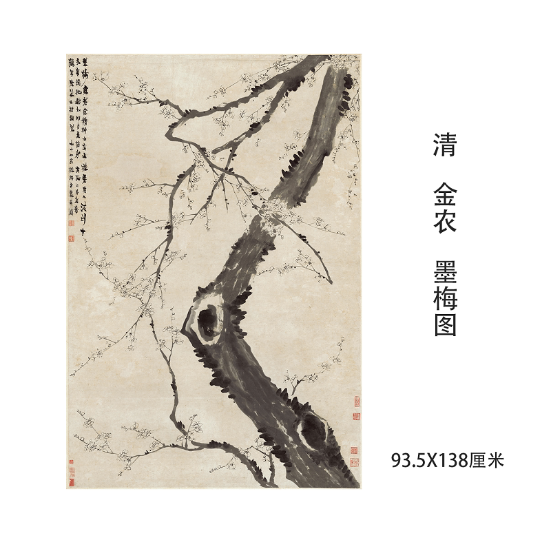 清 金农 墨梅图名家仿古梅花立轴装饰画微喷复制品挂轴临摹画稿