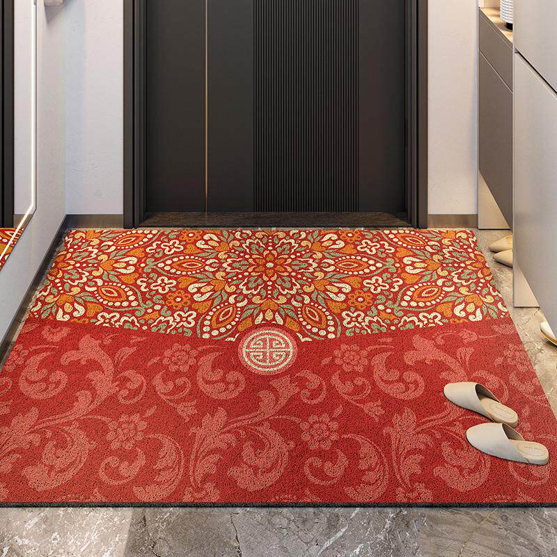 大江地垫入户门玄关门厅红色除尘耐脏地毯红色乔迁喜庆中式脚垫