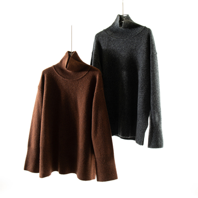 极简风高领山羊绒针织毛衣女秋冬