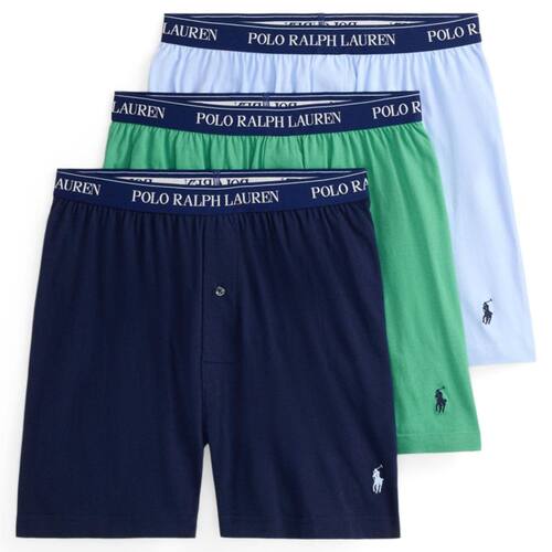 拉夫劳伦POLO RALPH LAUREN男士平角内裤3条装四角短裤家居裤吸汗
