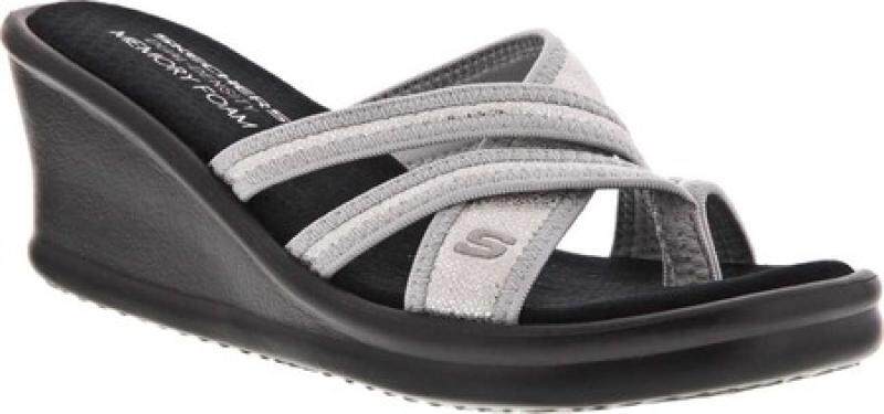 Skechers/斯凯奇女鞋拖鞋夏季高跟坡跟交叉布面正品739122