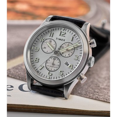 Timex天美时航海家远征表42mm男士手表码表腕表皮革名表TW2W48100