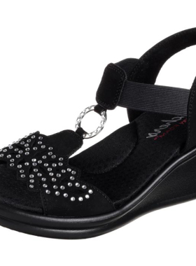 Skechers/斯凯奇凉鞋女高跟鞋坡跟水晶露趾夏季正品38558
