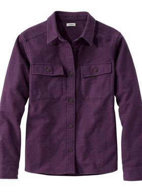 L.L. Bean宾恩女士夹克纯棉外套翻领衬衫法兰绒柔软秋季新款女装