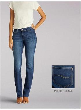 Lee女士牛仔裤长裤修身耐磨经典中腰舒适复古时尚休闲正品34100