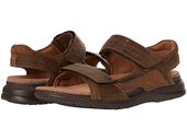 男鞋 夏季 皮质交叉带牛皮夏季 Clarks其乐凉鞋 透气魔术贴正品 255355