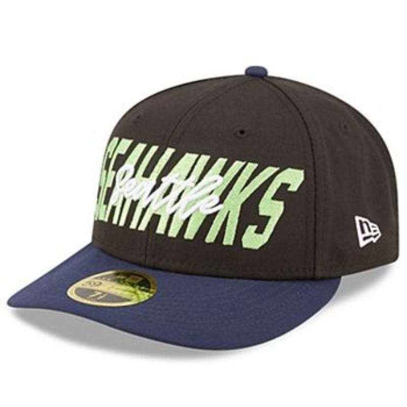 NEW ERA CAP男士棒球帽运动帽弯檐黑色西雅图海鹰队棉质透气四季