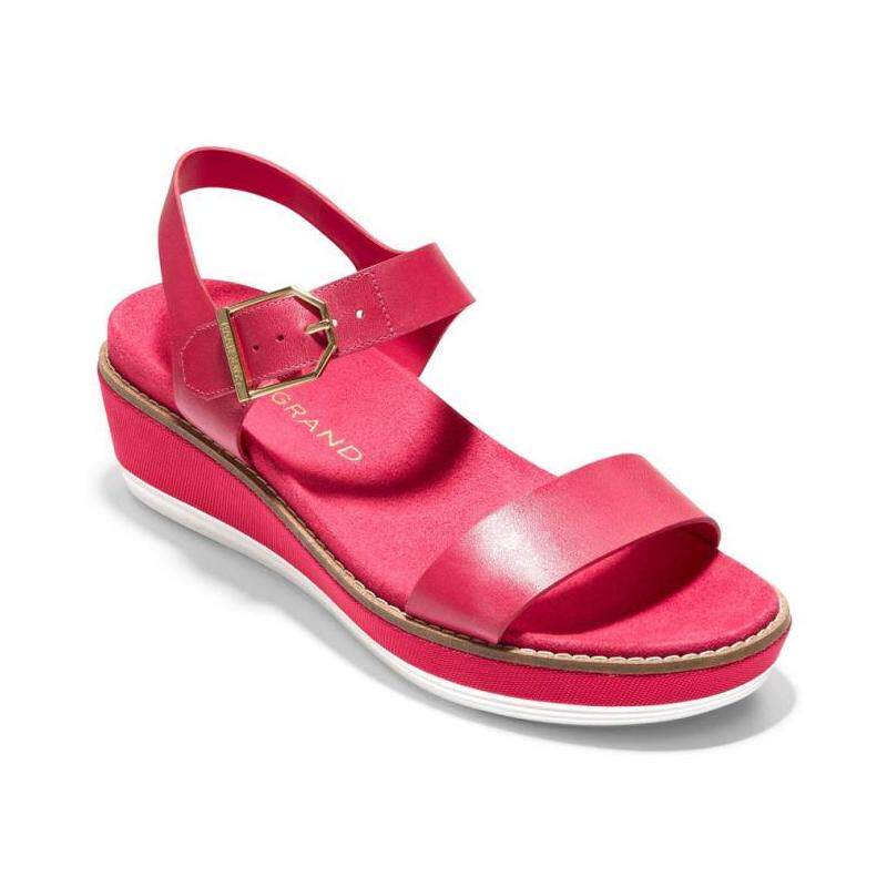 cole haan可汗女鞋凉鞋皮质一字带粉色高跟坡跟夏季正品11703274