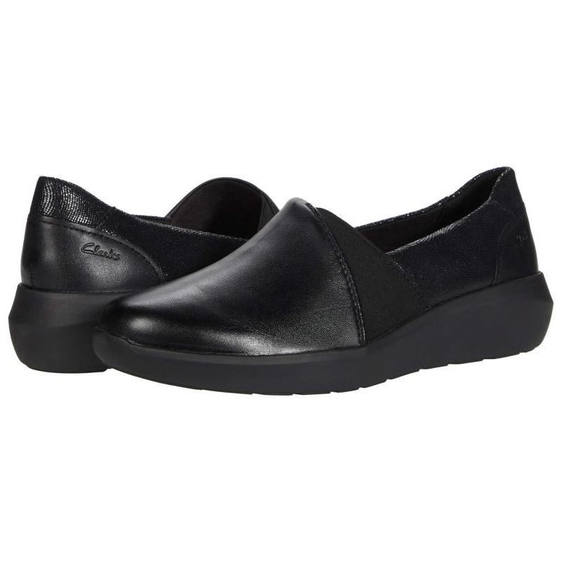 clarks/其乐女低帮乐福一脚蹬妈妈散步通勤鞋牛皮黑色正品9430161