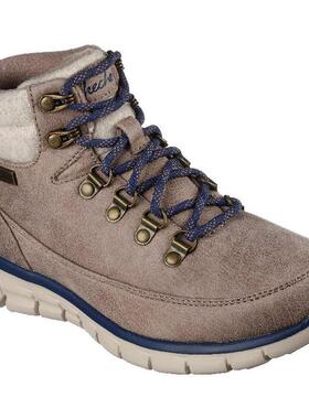 Skechers/斯凯奇女靴徒步鞋系带短靴皮面厚底防滑春秋正品167425