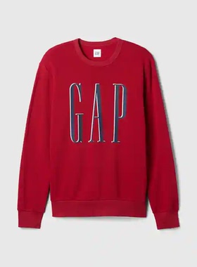 GAP卫衣男女宽松抓绒圆领运动服套头衫春秋保暖柔软长袖T恤新款