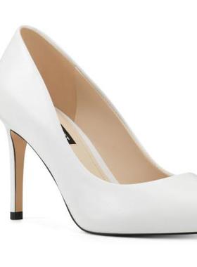 Nine West/玖熙女高跟鞋皮鞋尖头浅口白色细跟通勤正品588182