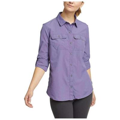 EDDIE BAUER女士衬衫干爽吸湿双前袋贴合时尚10464570长袖格子