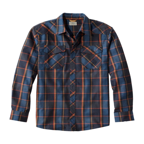 L.L.BEAN宾恩男士长袖格子衫Katahdin法兰绒衬衫防水涤纶TA521250