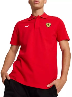 PUMA/彪马男士POLO衫运动T恤短袖红色法拉利联名款赛车服半截袖