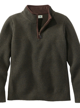 L.L. Bean/宾恩女士毛衣套头拉链领羊毛保暖透气舒适正品TA500040