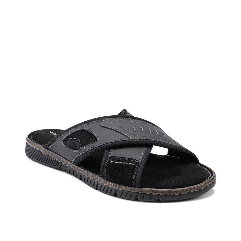 Rockport/乐步男凉鞋拖鞋一字拖露趾防滑轻便交叉带旅行户外夏季