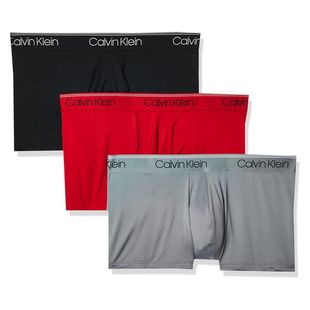 Calvin Klein/凯文克莱男士平角内裤3条装本命年红色弹力速干简约