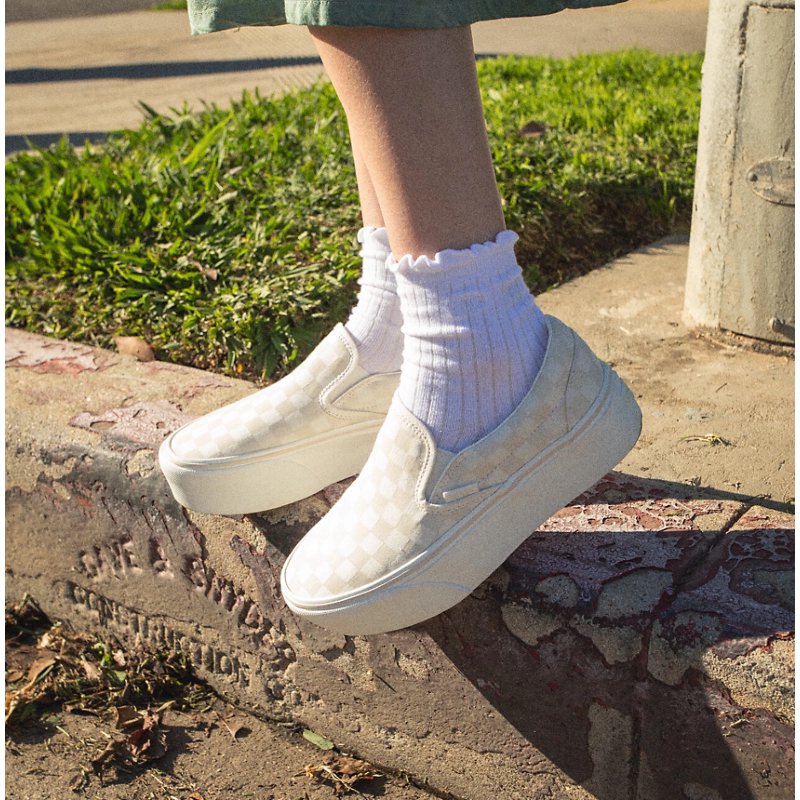Vans/范斯男女情侣款板鞋厚底一脚蹬休闲运动户外棋盘格帆布春夏图片