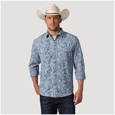 Рубашка мужская wrangler/威格男衬衫印花长袖舒适宽松透气薄款正品486365 Wrangler/486365