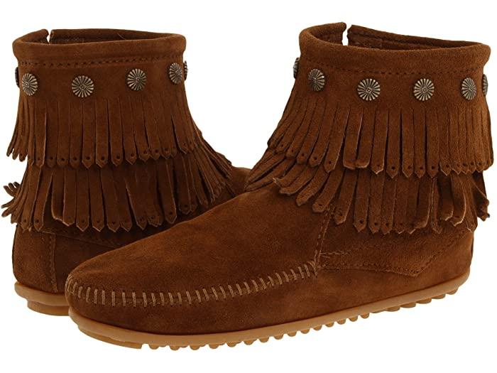 迷你唐卡侧拉链正品流苏靴