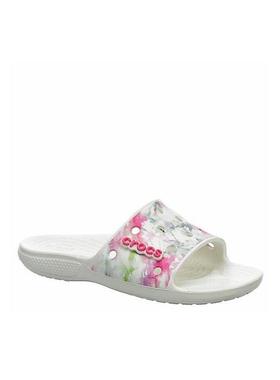 Crocs卡骆驰女拖鞋一字拖夏季橡胶底平底简约白印花正品201609