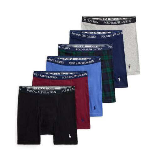 拉夫劳伦Polo Ralph Lauren男士内裤平角裤四角裤6条装纯棉吸汗