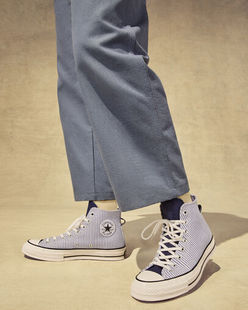 中帮系带混色运动板鞋 条纹百搭正品 匡威男女同款 Converse 166247C