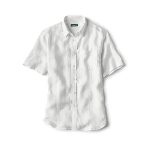 ORVIS男士衬衫亚麻透气夏季方领短袖半截袖轻薄舒适吸汗商务0R8X