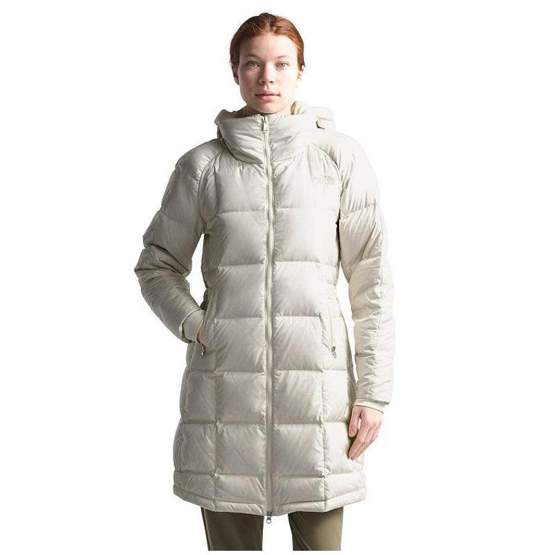 北面中长款连帽白色正品羽绒服