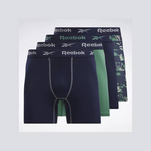 锐步reebok男内裤平角裤四角裤4条装简约Boxer轻薄吸汗亲肤松紧夏