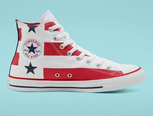 匡威男鞋 Stripes正品 帆布鞋 467169 高帮条纹系带Stars Converse