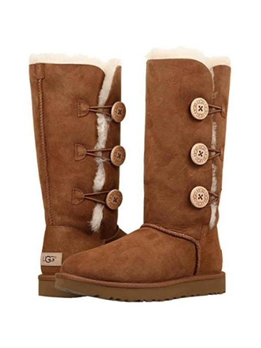 UGG Женский снежный ботинок Triple I II Boots Booth Black Fur в зимней инвазии теплый и водонепроницаемый подлинный 1016227